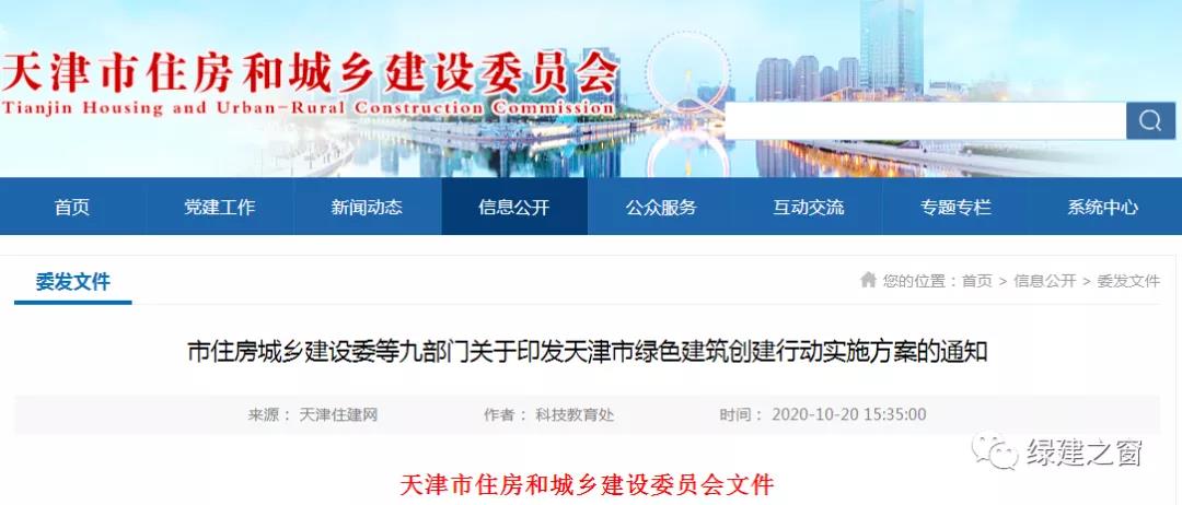 关于印发天津市绿色建筑创建行动实施方案的通知