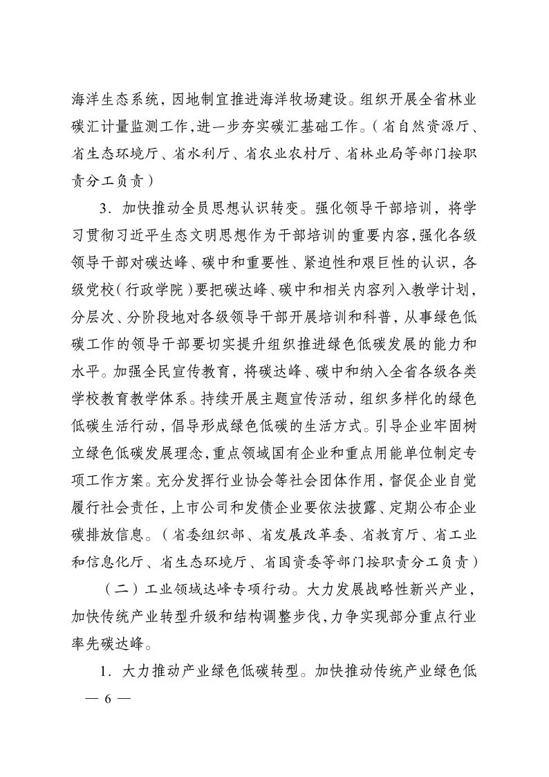 《江苏省碳达峰实施方案》印发！ 实施“碳达峰八大专项行动”