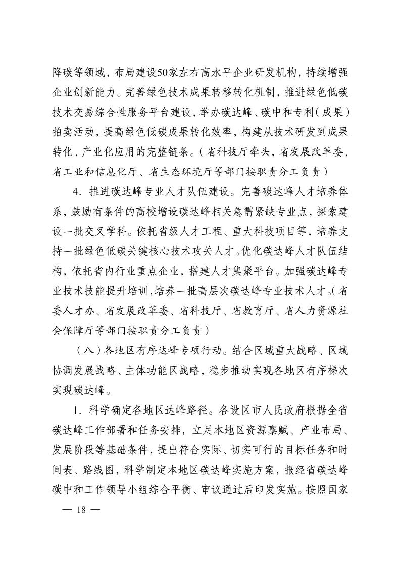《江苏省碳达峰实施方案》印发！ 实施“碳达峰八大专项行动”