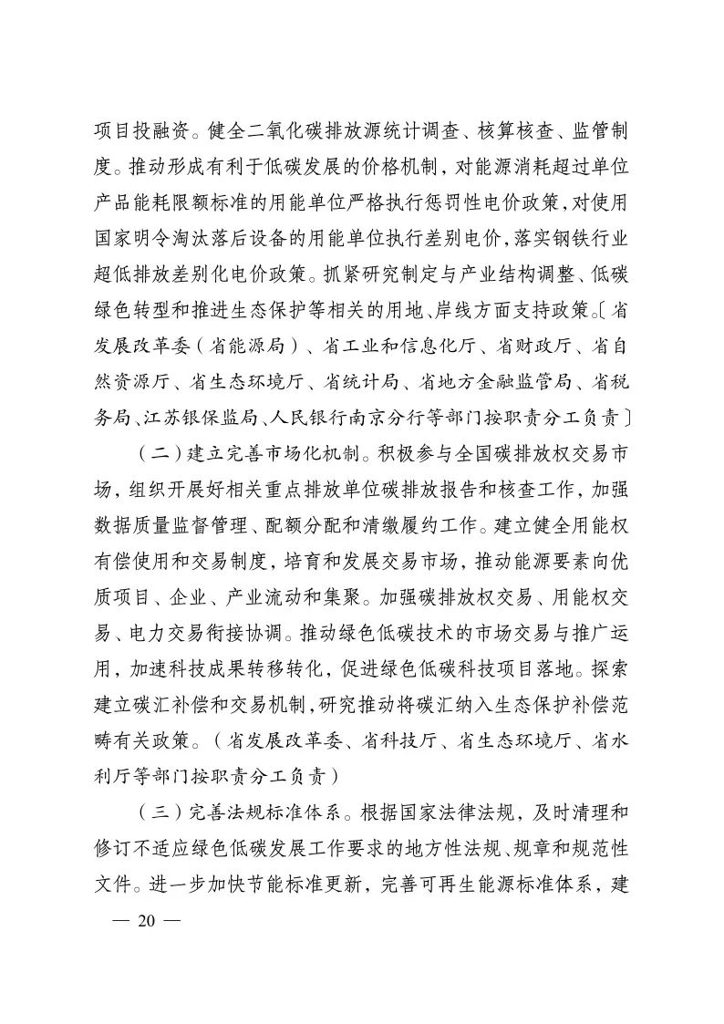 《江苏省碳达峰实施方案》印发！ 实施“碳达峰八大专项行动”