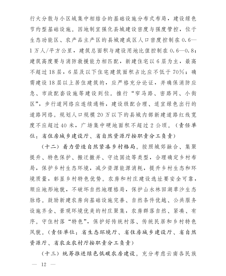 关于印发云南省城乡建设领域碳达峰实施方案的通知