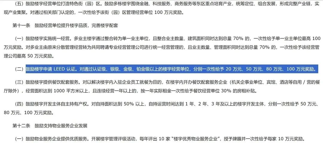 开年必看：哪些地方提供 LEED 认证补贴激励？