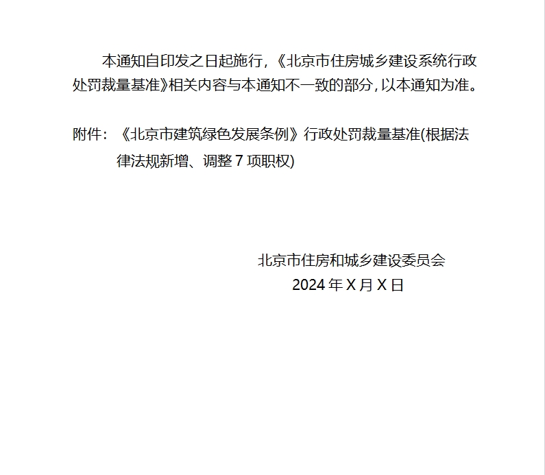 关于对《北京市住房和城乡建设委员会关于印发〈北京市建筑绿色发展条例〉行政处罚裁量基准的通知（征求意见稿）》公开征求意见的公告