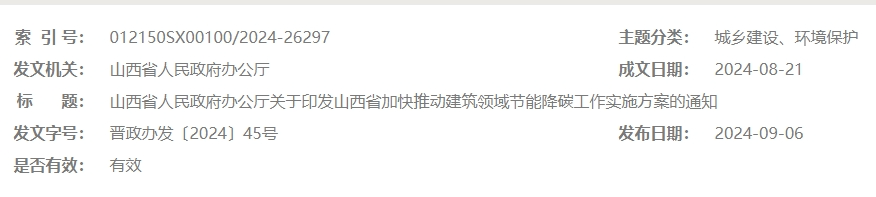 关于印发《山西省加快推动建筑领域节能降碳工作实施方案》的通知