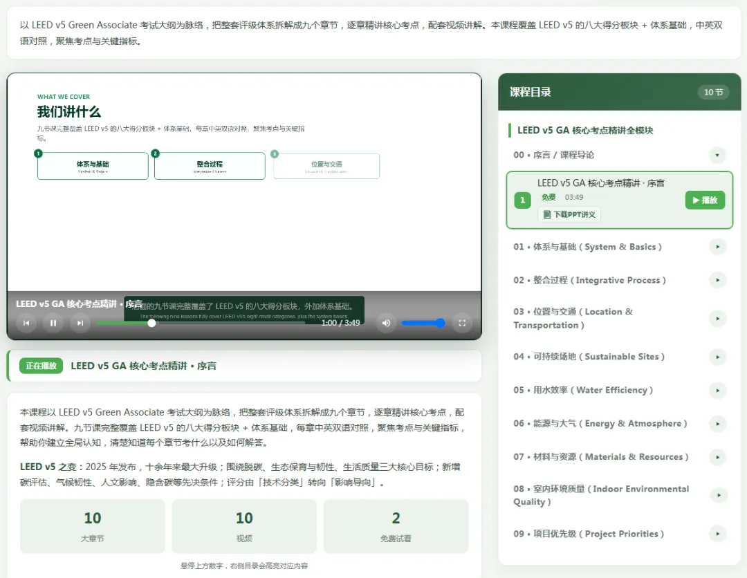LEED v5 GA 新课上线|面对 2025 重大改版,如何高效备考 LEED 绿建考试 LEED v5 GA 新课上线|面对 2025 重大改版,如何高效备考 LEED 绿建考试