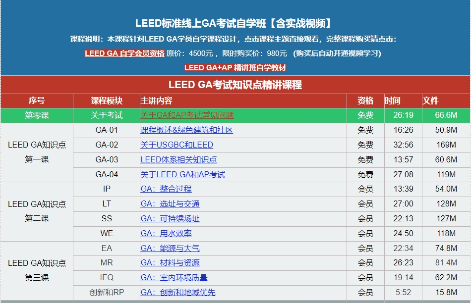 LEED GA（自学）会员